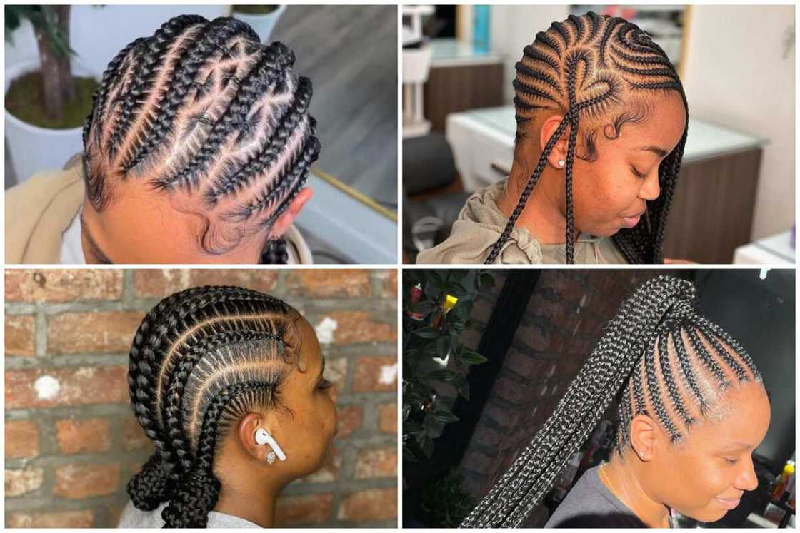 Stitch cornrows with clean parting
